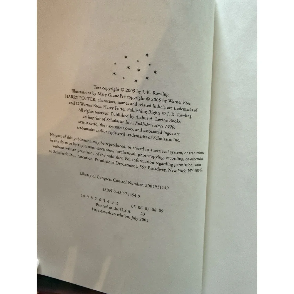Harry Potter and The Half-Blood Prince JK Rowling 1st US Edition Errors 652 Pgs‎